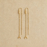 Crescent Moon Chain Drop Earrings