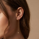 Crescent Moon Chain Drop Earrings