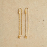 Crescent Star Chain Drop Earrings