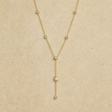 Crystal Crescent Moon Y Necklace