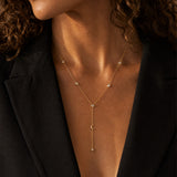 Crystal Crescent Moon Y Necklace
