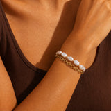 Dual Pearl and Chain Link Bracelet