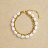 Dual Pearl and Chain Link Bracelet