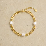 Pearl Curb Chain Bracelet