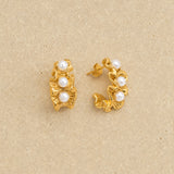 Pearl Wave Hoop Earrings