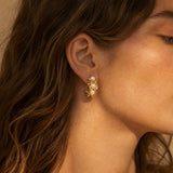 Pearl Wave Hoop Earrings