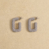 Sparkling Square Hoop Earrings