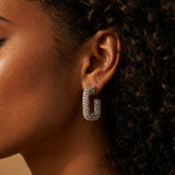 Sparkling Square Hoop Earrings