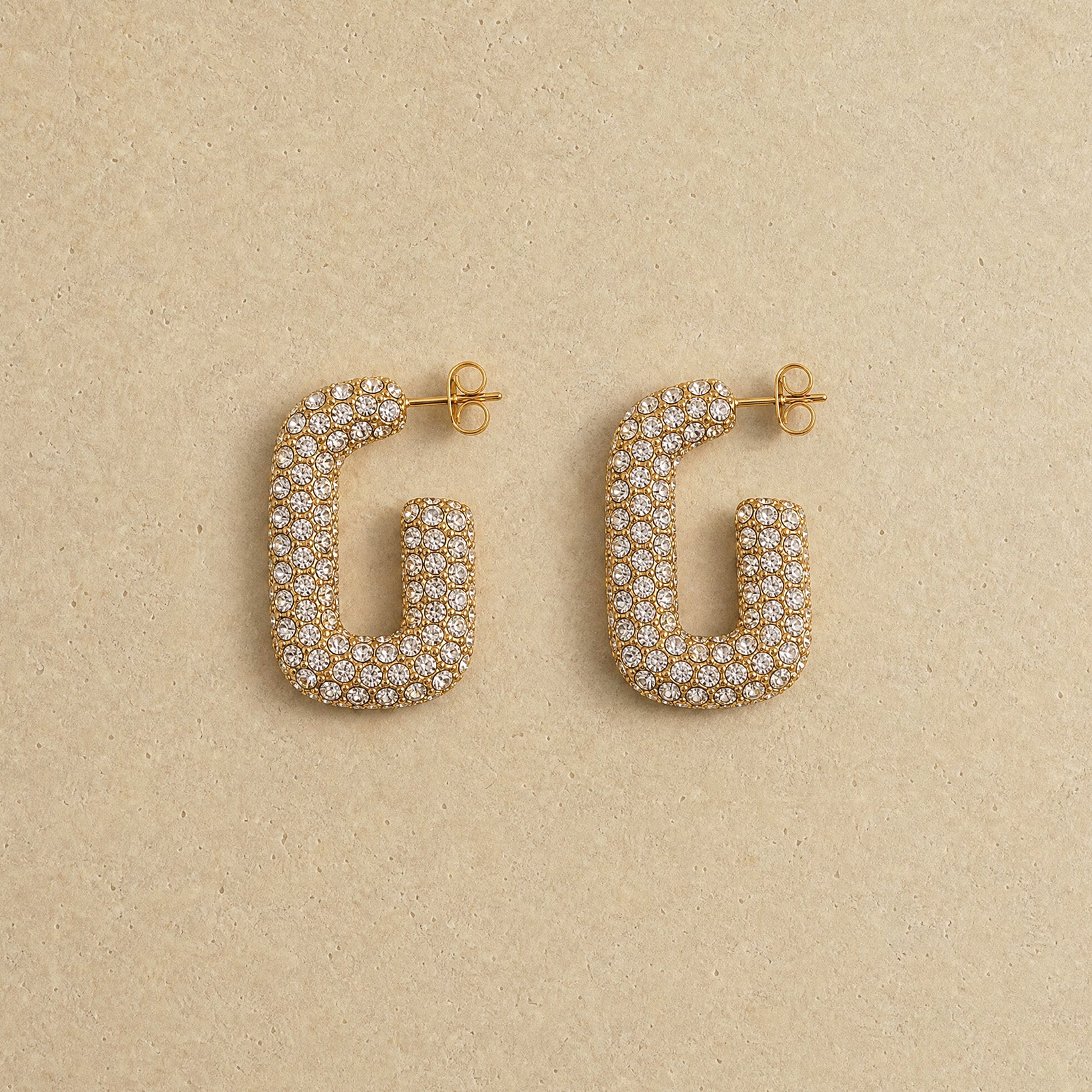 Sparkling Square Hoop Earrings