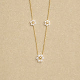 Triple Floral Pearl Necklace