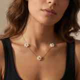 Triple Floral Pearl Necklace